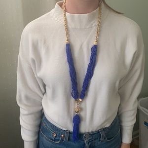 Lilly Pulitzer Royal Blue Beaded Tassel Necklace